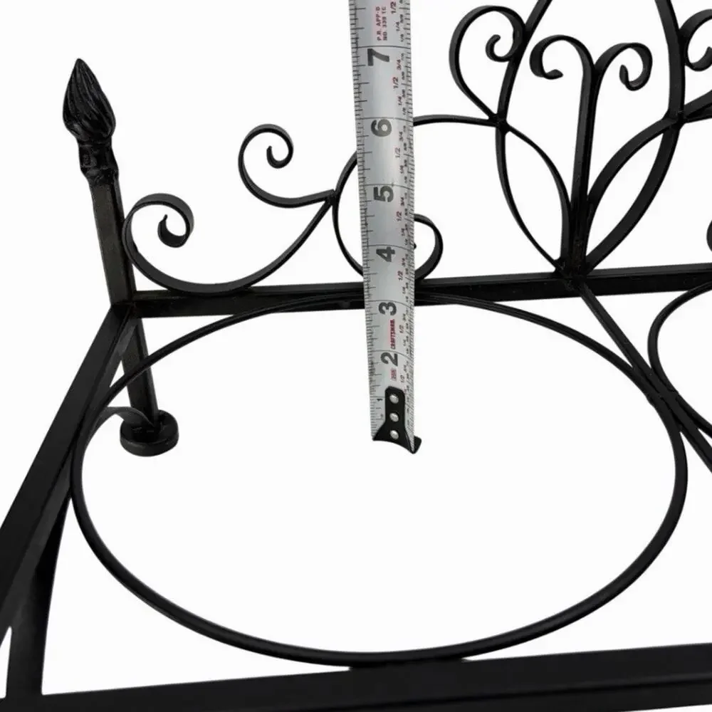 Vintage Victorian Style Wrought Iron Dog Food & Water Bowl Holder Ornate Scroll